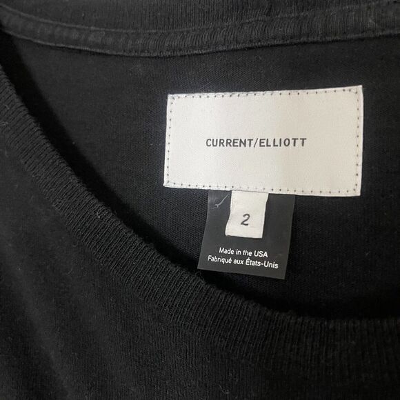 current elliott ruffle hem black short sleeve cotton tshirt dress size medium 2 - Picture 6 of 6